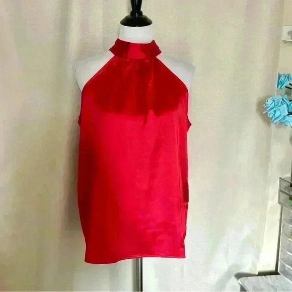 Red Bow Back Halter Top Large NWT - Picture 7 of 7